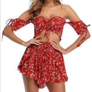 Floral Print 2 Piece Short Set